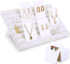 Blulu 31 Pack Wooden Earring Display Stand 7 Slots jewelry Display Holder with Earring Card for Selling Vendors Retail Show