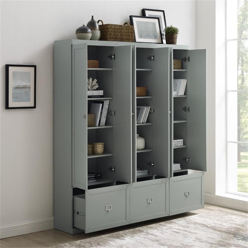 Pemberly Row Modern Wood/Metal Pantry Closets, 74" H x 66" W x 12.5...