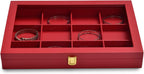 Oirlv 12 Gird Jewelry Tray with Acrylic Lid Premium Leather Jewelry Organizer Box Transparent Lid Bracelet Bangle Storage Case for Women Gift