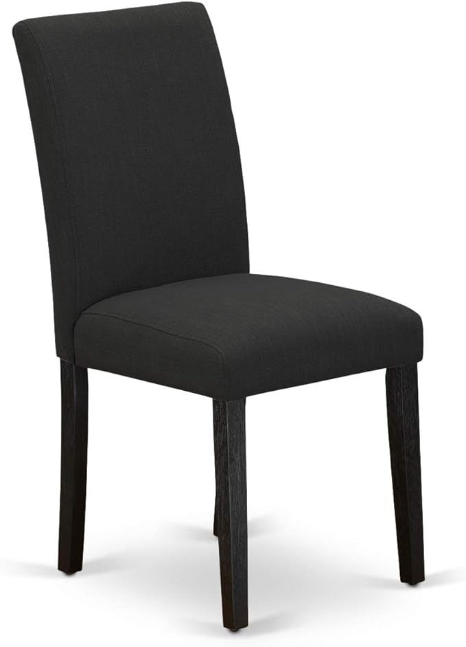 East West Furniture X627AB624-7 7 Piece Dining Room Furniture Set Consist of a Rectangle Dining Table with X-Legs and 6 Black Color Linen Fabric Upholstered Chairs, 40x72 Inch, Multi-Color
