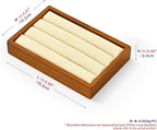 Solid Wood 3-Slots Jewelry Ring Display Tray Showcase Small Jewelry Display Organizer Tray for Rings(M,Beige)