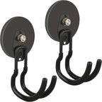 ULIBERMAGNET New Upgraded Extra Large Magnetic Hooks,2 Pack Heavy Duty Ultimate Magnetic Hooks for Metal Cabinet,Pegboard,Garage Shelve,Tool Shed,RV,Shipping Containers (Black/3.46inch)