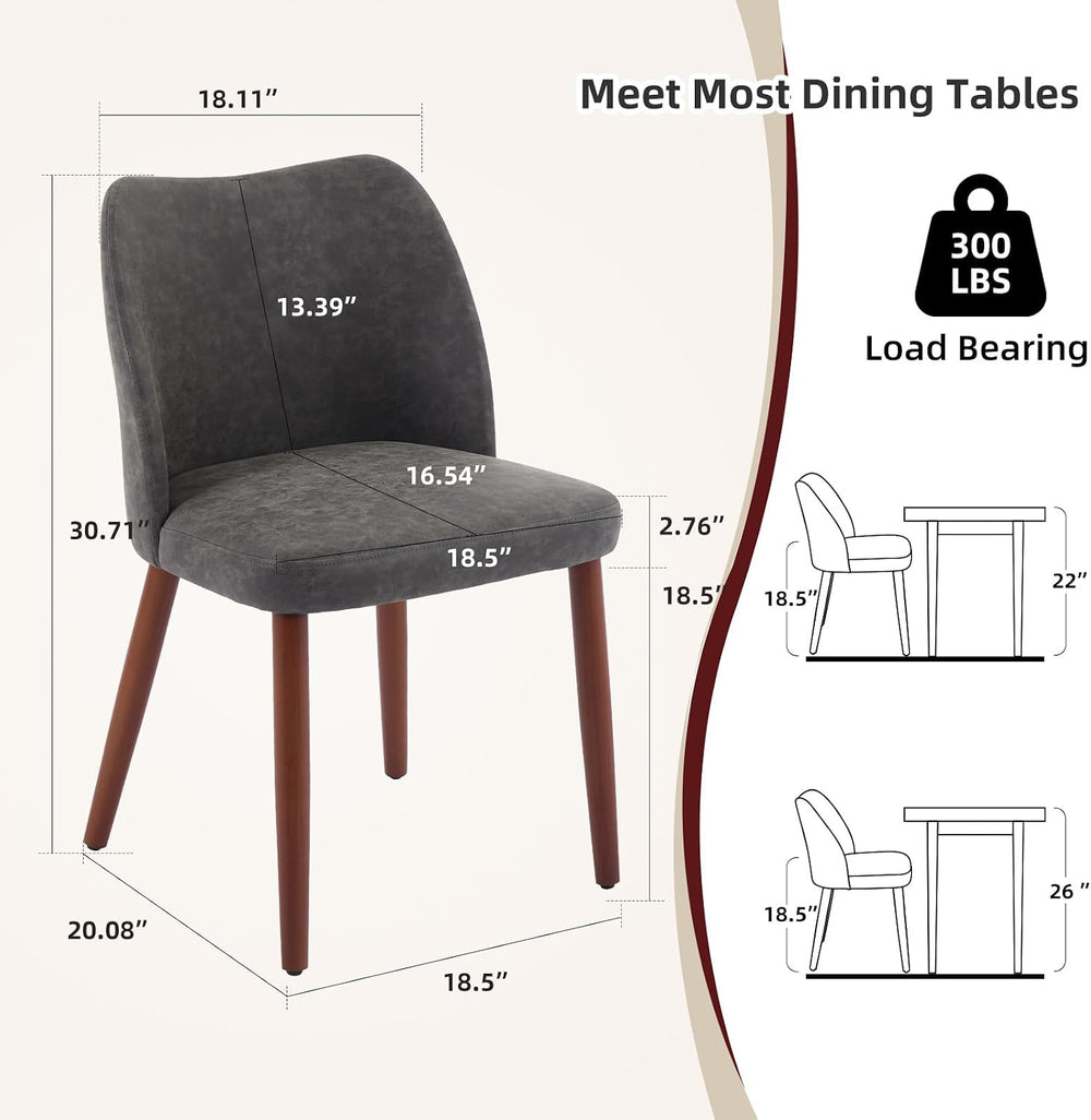 Modern Dining Chairs Set of 4, Upholstered Faux Leather Kitchen Side Chairs w...