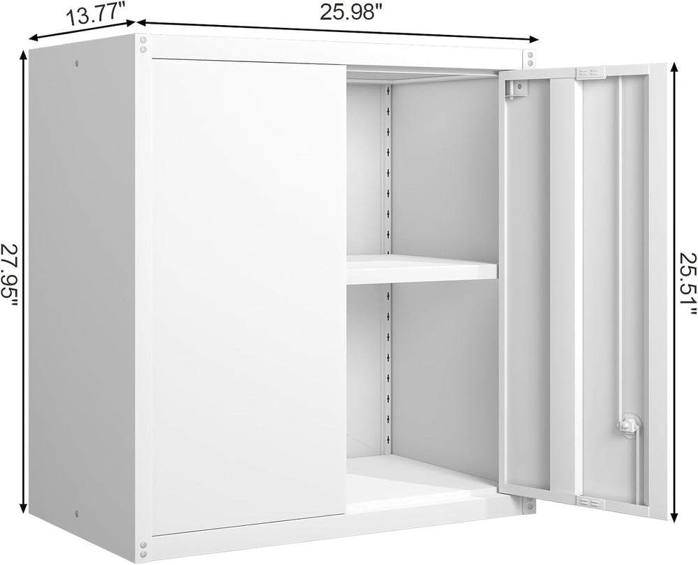 GREATMEET Wall Mounted Storage Cabinet, Metal Garage Cabinet, White | Hanging...