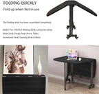 Multifunction Table Drop Leaf Dining Table - 47" Wooden Foldable Kitchen Table with 6 Wheels (Black)
