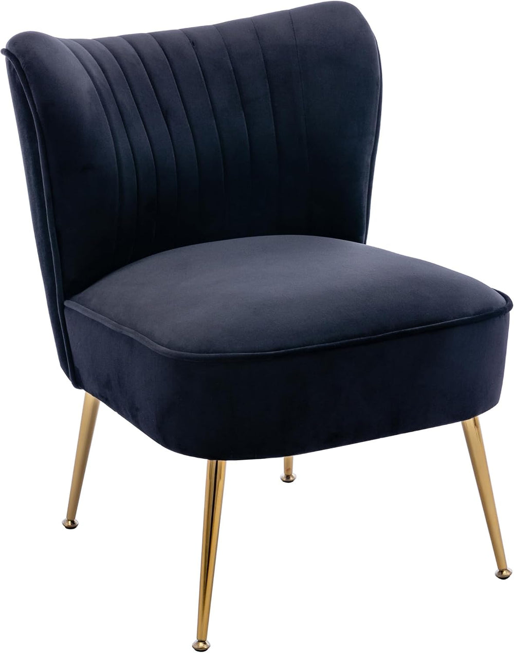 Velvet Accent Chair Set of 2 Comfy Living Room Chair Armless Slipper Chair Mi...