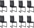 AZmac Modern Leather Dining Chairs Set of 8,Armless Kitchen Chairs,Dining Room Chairs with Upholstered Padded Seat and Sturdy Black Legs for Dining Room,Kitchen (Set of 8, Black-Black Leg)