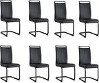 AZmac Modern Leather Dining Chairs Set of 8,Armless Kitchen Chairs,Dining Room Chairs with Upholstered Padded Seat and Sturdy Black Legs for Dining Room,Kitchen (Set of 8, Black-Black Leg)