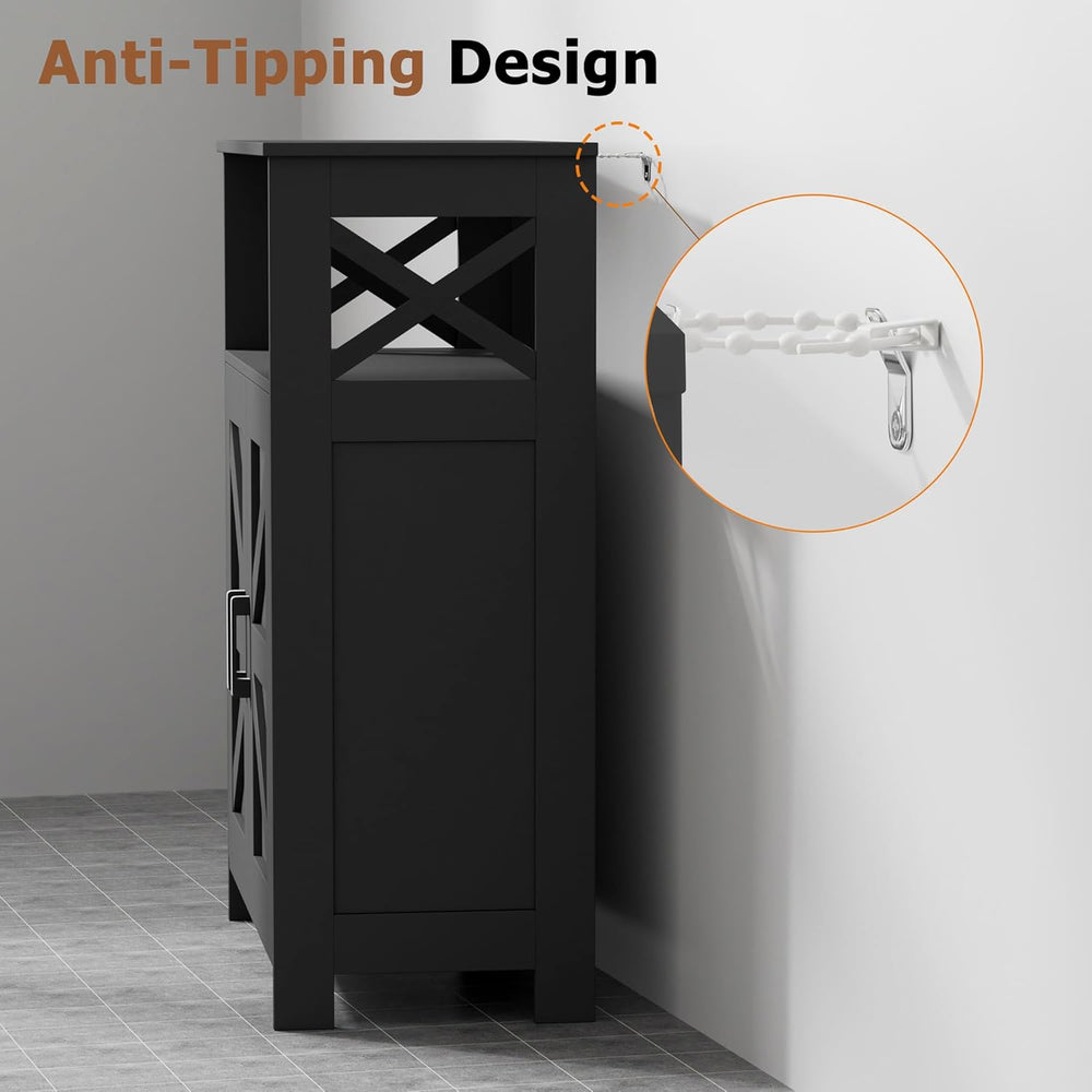 Homhedy Farmhouse Bathroom Storage Cabinet with Doors, Small Floor Cabinet