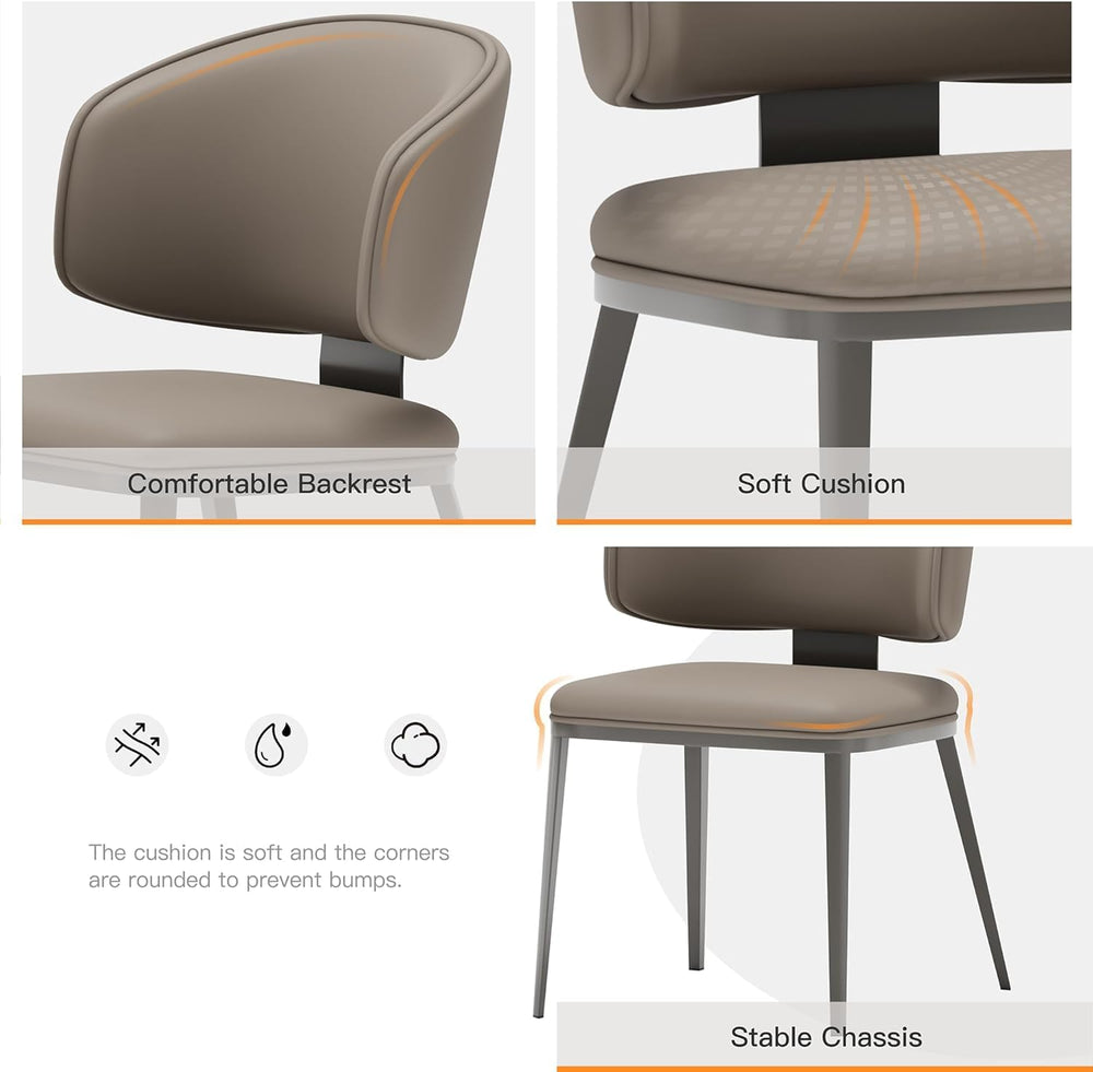 Dining Chairs Set of 6, Faux Leather Dining Chairs, Milk Coffee | Easy Clean ...