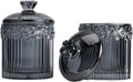 Qtip Cotton Ball Hair Ties Candy Holder Makeup Storage Bathroom Accessories Organizer Thick Glass Apothecary Jars with Lid, 2pcs (Grey)