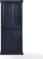 Maykoosh Kitchen Pantry Cabinet - 30" Wide Storage - Distressed Navy - 2 Door
