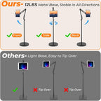 Tablet Floor Stand with 12lb Base - Adjustable Height Heat-Resistant Anti-Scratch Stretchable Swivel Holder, Compatible with iPhone iPad Pro Air Mini, Samsung, Kindle, Cell Phones 4.7"-13" - Large