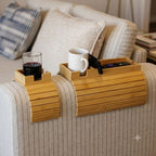 Bamboo Couch Cup Holder Tray, Sofa Armrest Cup Holder, Snack Tray