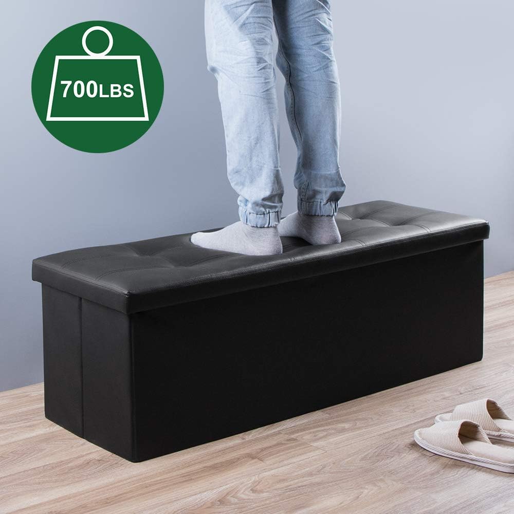 Camabel 43 Inch Folding Storage Ottoman Bench 125L Hold up 700lbs Ottoman wit...