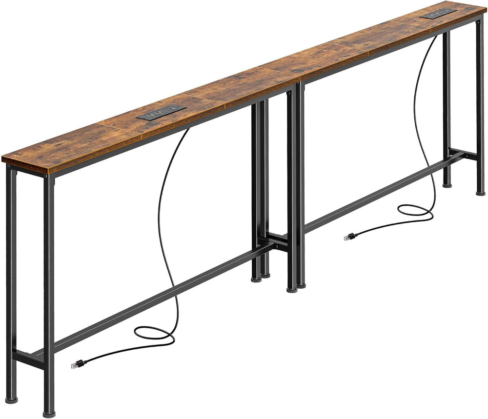 SUPERJARE 78.8 inch Narrow Behind Couch Table with 2 Charging Stations | 2 AC...