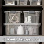 Superio Clear Storage Boxes with Lids, 8.75 Quart Plastic Container Bins for Organizing, Stackable Crates, BPA Free, Non Toxic, Odor Free, Organizers for Home, Office and Dorm, 8 Pack