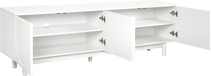 Ball & Cast Modern TV Stand with Arch Cabinets for TVs up to 78", Minimalist Entertainment Center w/Solid Wood Legs and Adjustable Shelves, Media Console for Living Room,White