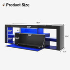 71" Floating High Gloss LED TV Stand for up to 85" TVs, Wall-Mounted Entertainment Center, Modern Media Console w/USB Outlets, Open Adjustable Glass Shelf&Hidden Storage Cabinet, Black