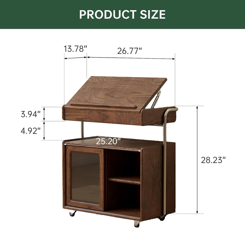 Solid Wood Side Table for Living Room, Bedroom, Walnut | Movable, Flip Top, 7...