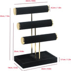Bracelet Holder, 3 Tier Bracelet Display Holder, Detachable Velvet Jewelry Holder Organizer for Necklace, Watches, Bangle, Scrunchie (Black，3 Tier)