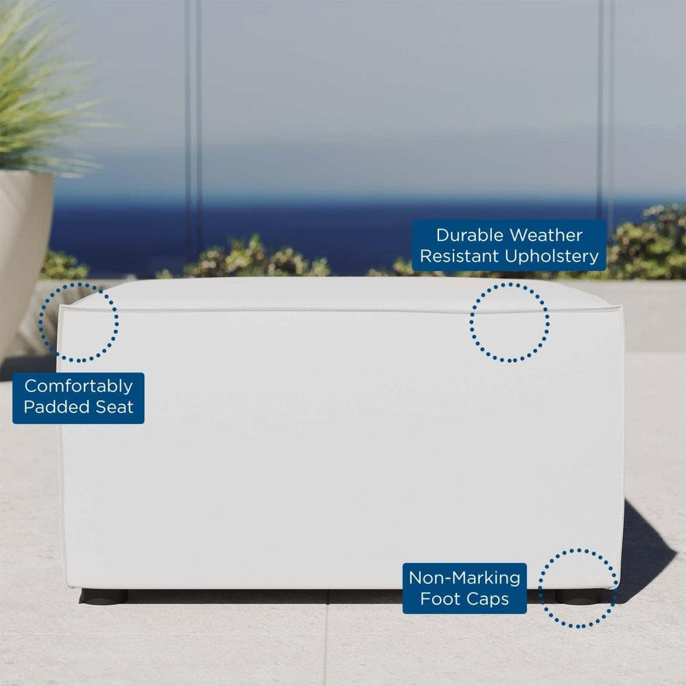 Modway EEI-4211-WHI Saybrook Patio Sectional Ottoman in White, 29.5 x 29.5 x ...