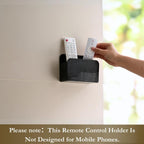 LINFIDITE Adhesive TV Remote Control Holder Wall Mount TV Remote Holder For Bedside Wall Remote Control Caddy Storage Organizer Stand Box （For 2 Or 4 Remote Controls – Black – Quantity 1）