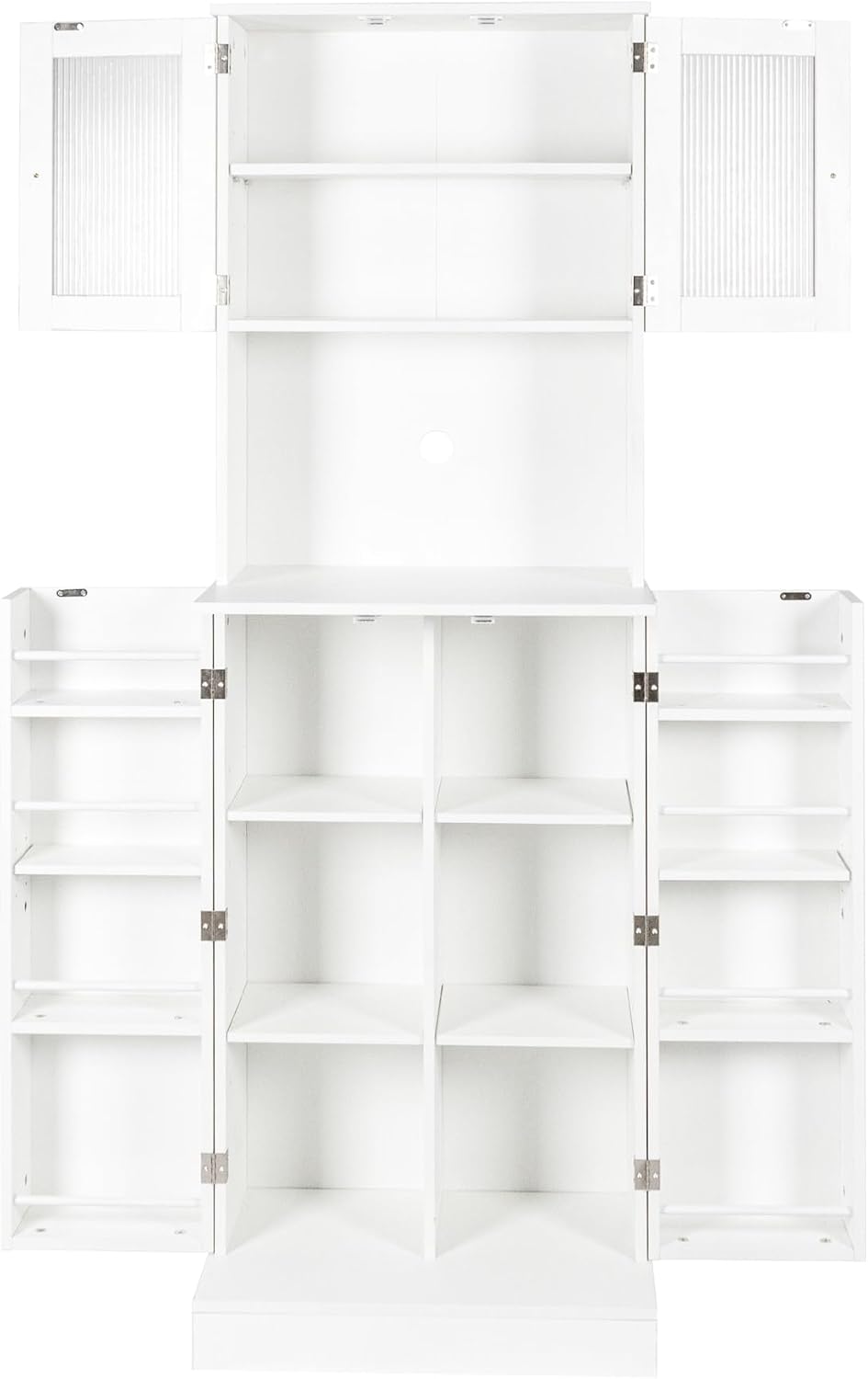 71'' Pantry Cabinet, Tall Storage Cabinet with Microwave Stand, Frees...