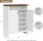 6-Tier Shoe Cabinet with Doors,Farmhouse Shoe Storage Cabinet,White | Narrow Shoe Cabinet with Adjustable Shelves, Large Capacity Wooden Shoe Rack Organizer for Entryway, Hallway, Living Room