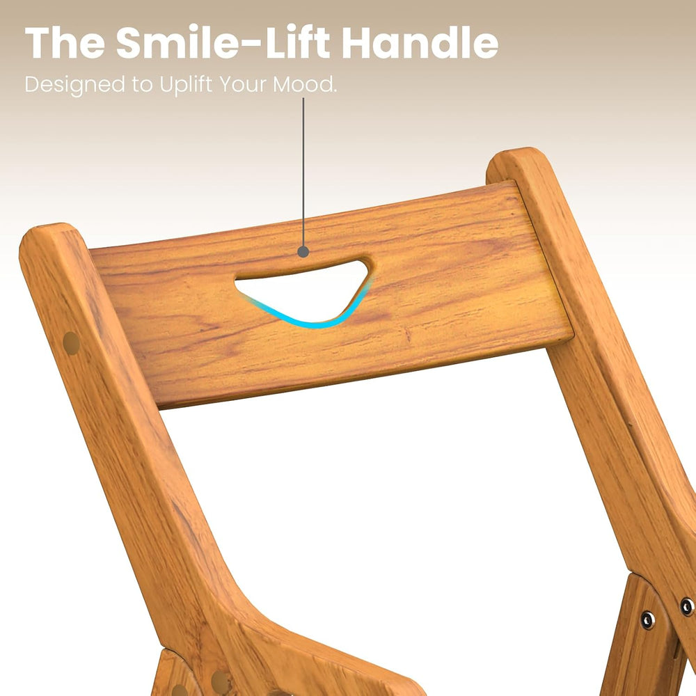 Folding Teak Shower Chair, Back & Armrests, 350lb Nonslip Senior Safety