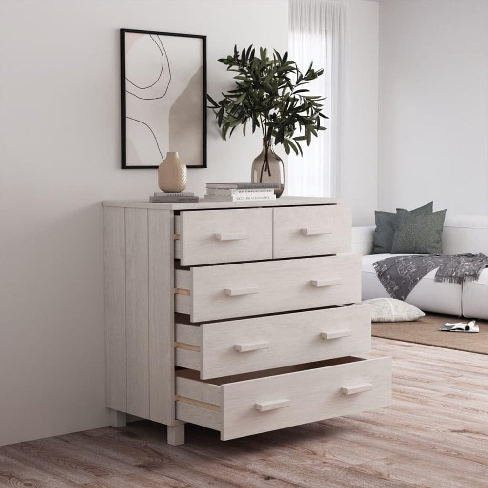 White Sideboard Buffet Cabinet, Solid Pine Wood and MDF Dining Room Credenza ...