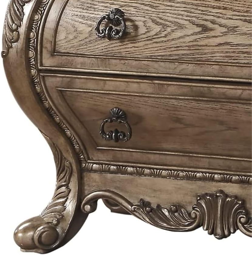 3 Drawers Nightstand in Vintage Oak Finish ﻿,for Small Spaces