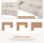 108.3 Inch Modular Sectional Sleeper Sofa with Pull-Out Bed and Lounge Chair, U-Shaped Combination Corner Couch w/USB & Type-C Interfaces, for Living Room Bedroom Office, Beige