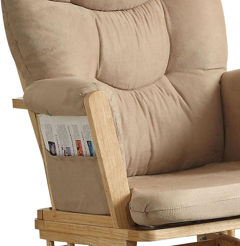 Taupe and Natural Oak 2 Pcs Glider Chair and Ottoman Set