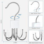 Tie Rack Hanger, Belt Hanger Organizer for Closet 360° Rotatable Max 24 Ties/24 Belts Storage Space Saving Closet Organizers and Storage for Belt, Bra, Tank Top, Tie, Scarf, Purse 2Pcs White