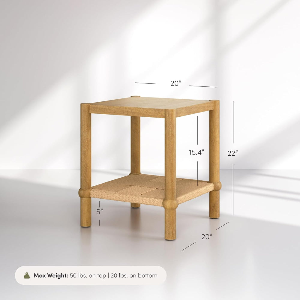 Nathan James River Modern Coastal Side Table with Solid Wood Legs and Seagras...