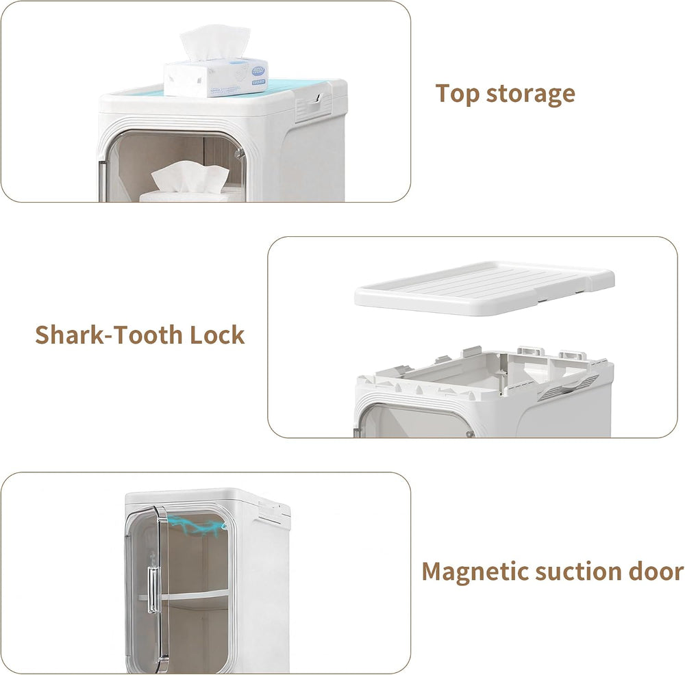 5-Tier Narrow Storage Cabinet Slim Bathroom Tall Skinny Organizer | Movable S...