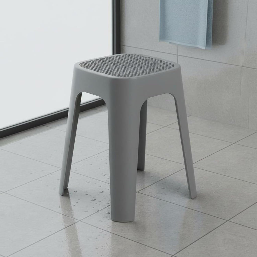 Stool Square Stool Stackable Household Stool Dining Chair with Minimalist PP Build and Secure Anti Slip Pads Suitable for Living Areas Dining Rooms, Milk Tea