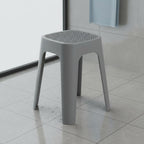 Stool Square Stool Stackable Household Stool Dining Chair with Minimalist PP Build and Secure Anti Slip Pads Suitable for Living Areas Dining Rooms, Milk Tea