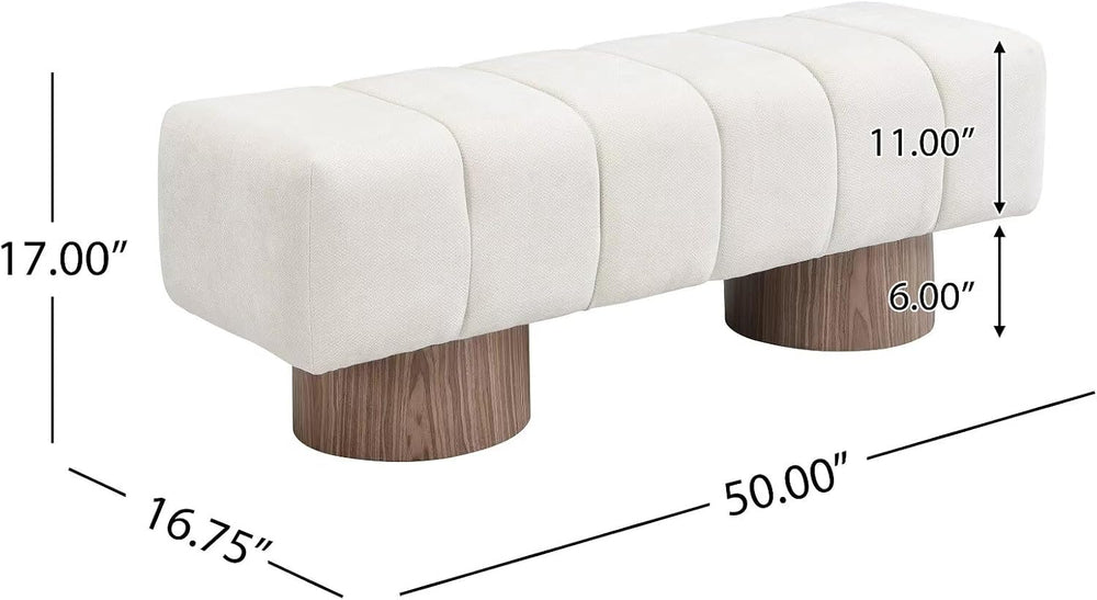50" Upholstered Dining Bench, No-Assembly Chenille Fabric Ottoman Stool ...