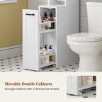Over The Toilet Storage Cabinet with Pulley Small Bathroom Storage Cabinet, Space Saver W/Adjustable Shelf & Glass Doors for Bathroom, Restroom, Laundry (Frosted Mirror-Type B)