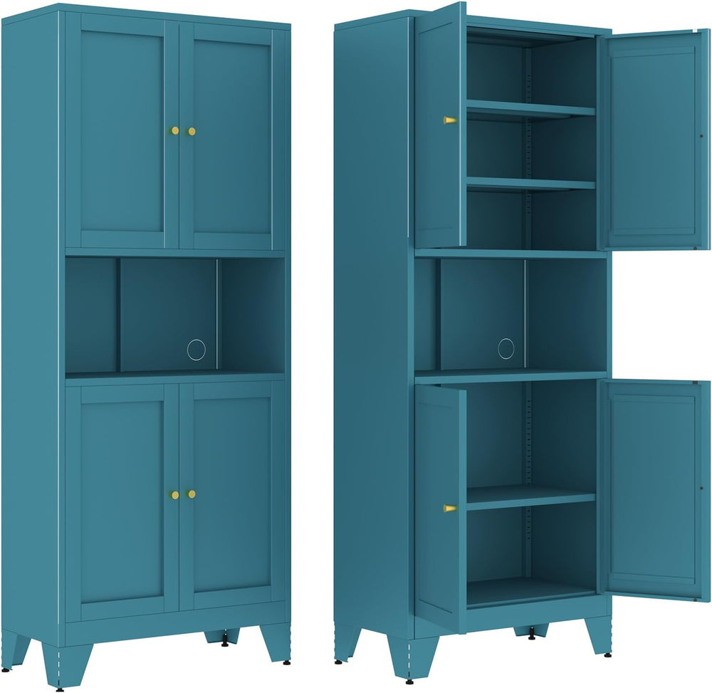 68.9'' Metal Pantry Cabinet, Kitchen Pantry Storage Cabinets with Doo...