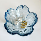 HIUSITY Flower Jewelry Dish, Ring Dish Tray,Decorative Cute Blue Glass Trinket Dish,Gift Ideas for Women,Small Gifts for Girlfriend Wife, Ring Holder, Earrings Dishs,Key Plate,Birthday Gift for Her