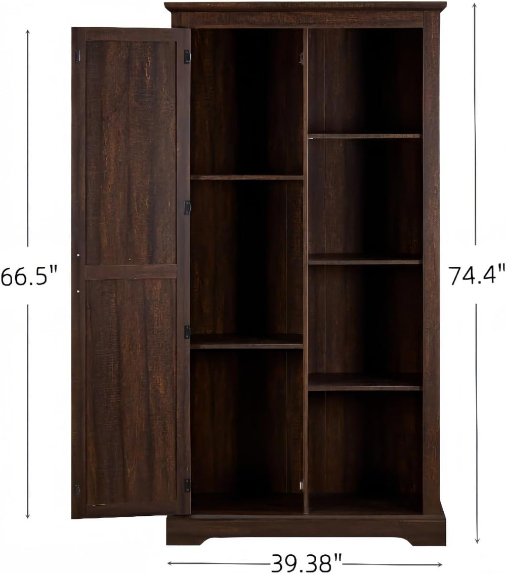 Retro Tall Storage Cabinet, Rustic Farmhouse Pantry Cupboard, for Kitchen Din...