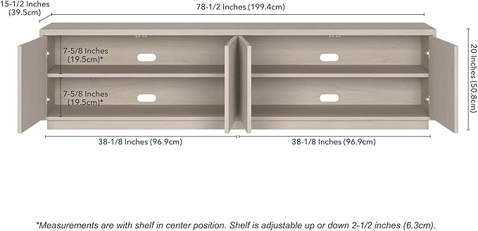Henn&Hart Fluted TV Stand for TVs up to 85" with 2 Concealed Ribbed Storage Cabinets and Adjustable Shelves for Living Room, Family Room, or Office, Beech White