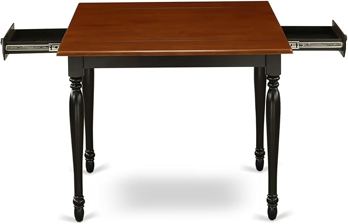 East West Furniture MZKE5-BCH-W 5 Piece Modern Dining Table Set Includes a Rectangle Wooden Table with Dropleaf and 4 Dining Chairs, 36x54 Inch, Black & Cherry