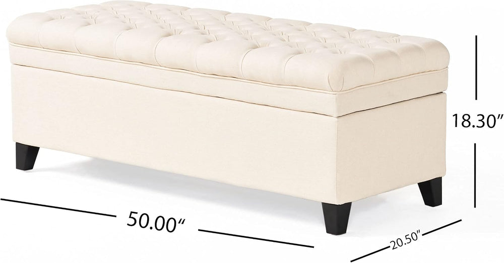Christopher Knight Home Juliana Fabric Storage Ottoman, Beige