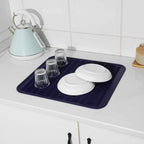 Silicone Dish Drying Mat for Multiple Usage,Easy clean,Eco-friendly,Heat-resistant Silicone Mat for Kitchen Counter or Sink,Refrigerator or Drawer Liner Navy Blue XL 18 inches x 16 inches