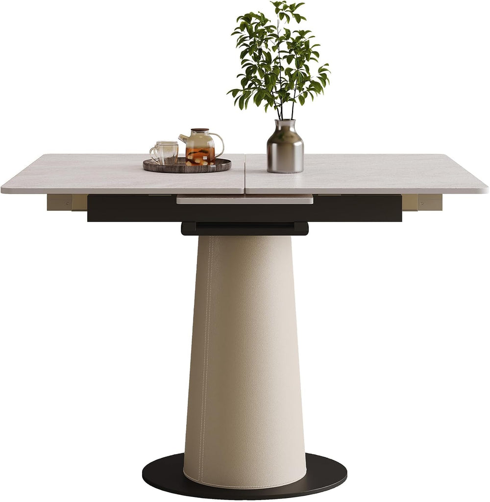 47.2" Retractable Rock Slab Folding Dining Table, Modern Expandable Kitc...