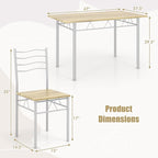 Giantex 47-inches Dining Table Set for 4, Rectangular Kitchen Table with 4 Dining Chairs, Metal Frame, 5-Piece Space-Saving Dinette Set for Small Space, Dinner, Breakfast Nook, Apartment, Natural